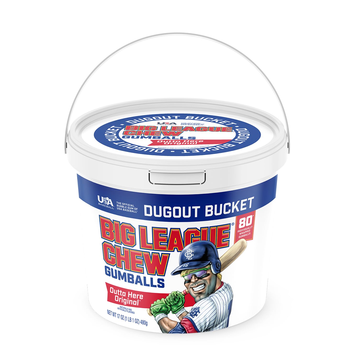 Big League Chew - Original Bubble Gum Flavor + 80pcs Individually Wrapped Gumballs + For Games, Concessions, Picnics & Parties