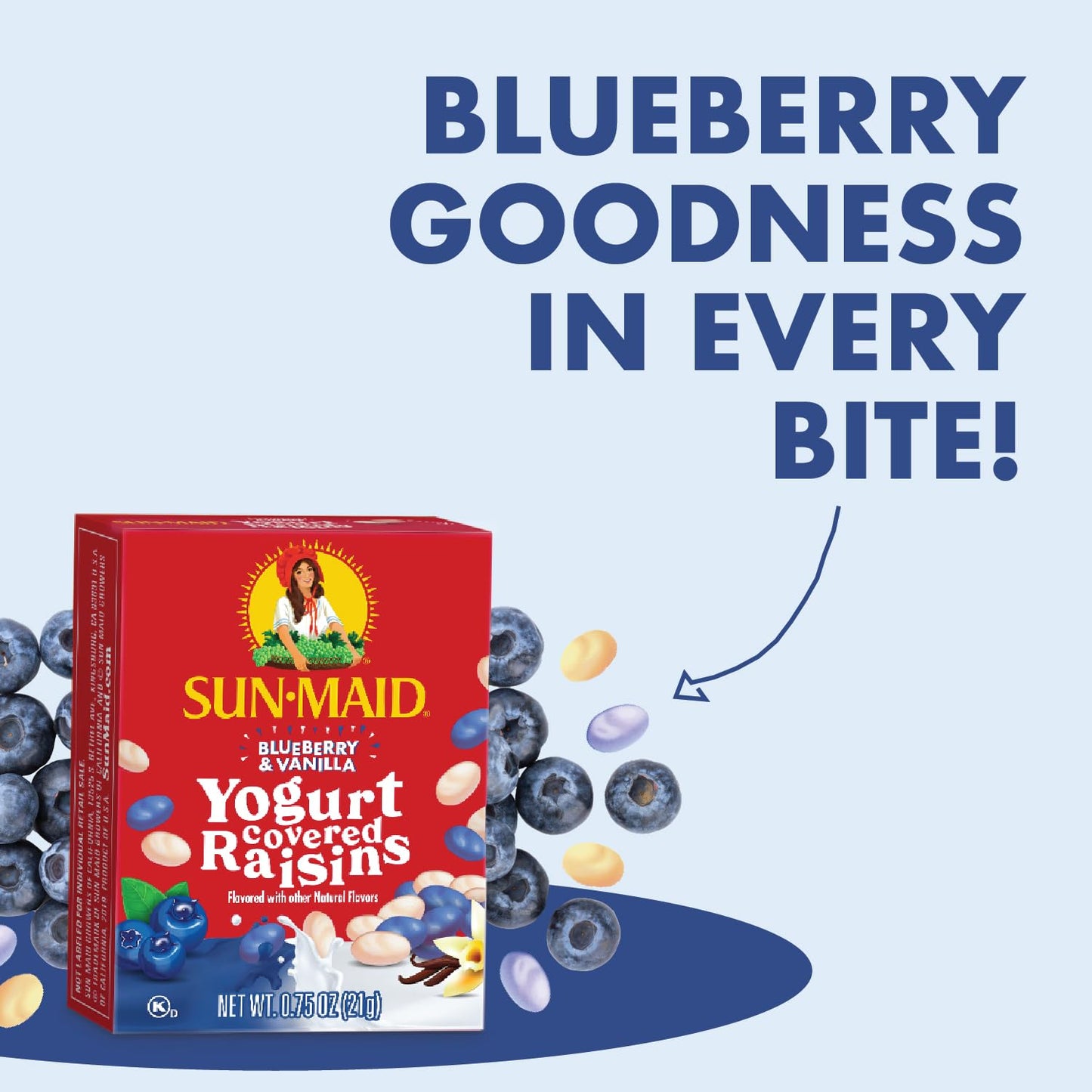 Sun-Maid Blueberry & Vanilla Yogurt Coated Raisins - (6 Pack) 1 Oz Snack-Size Box - Yogurt Covered Dried Fruit Snack For Lunches