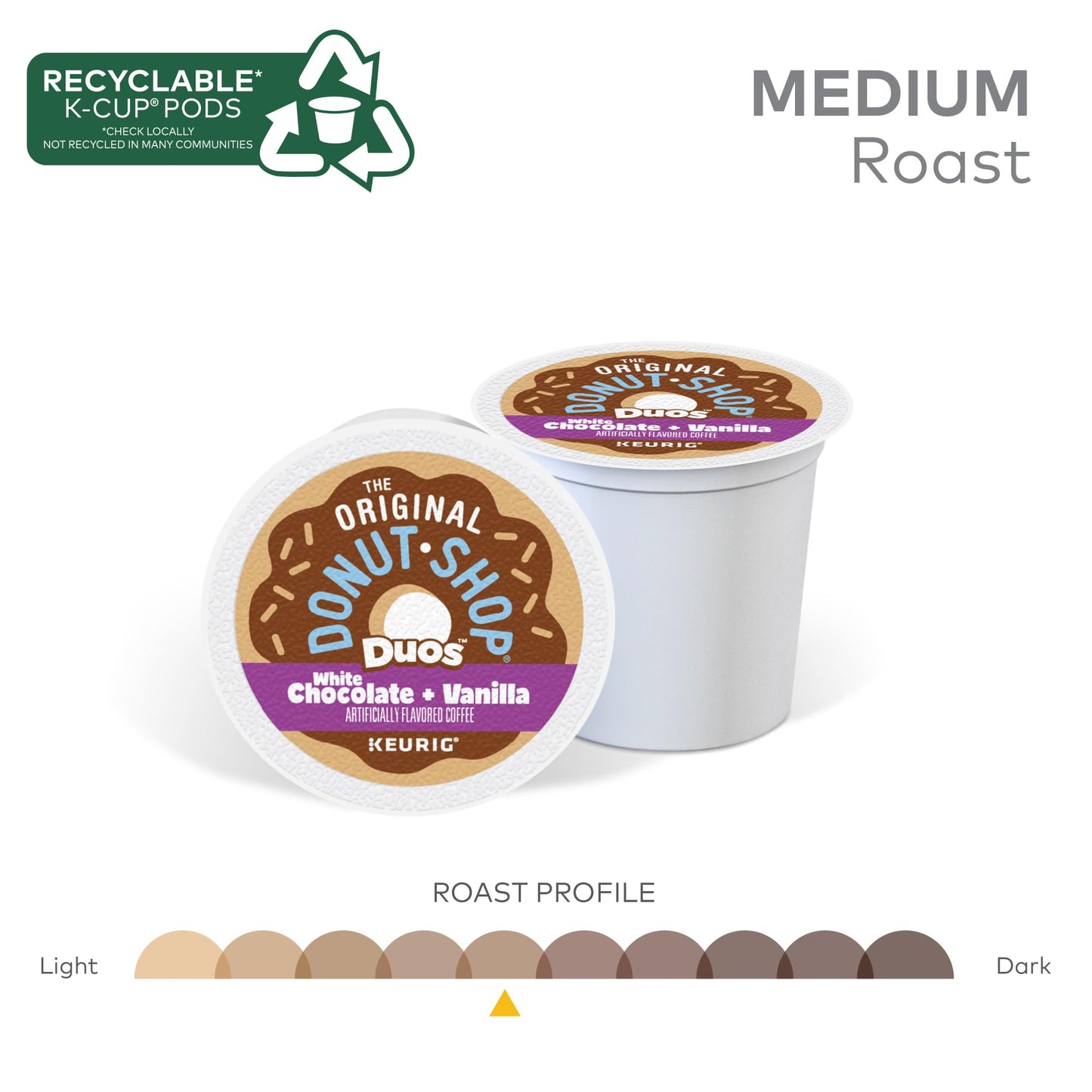 The Original Donut Shop Duos White Chocolate + Vanilla, Keurig Single Serve K-Cup Pods, 60 Count (6 Packs Of 10)