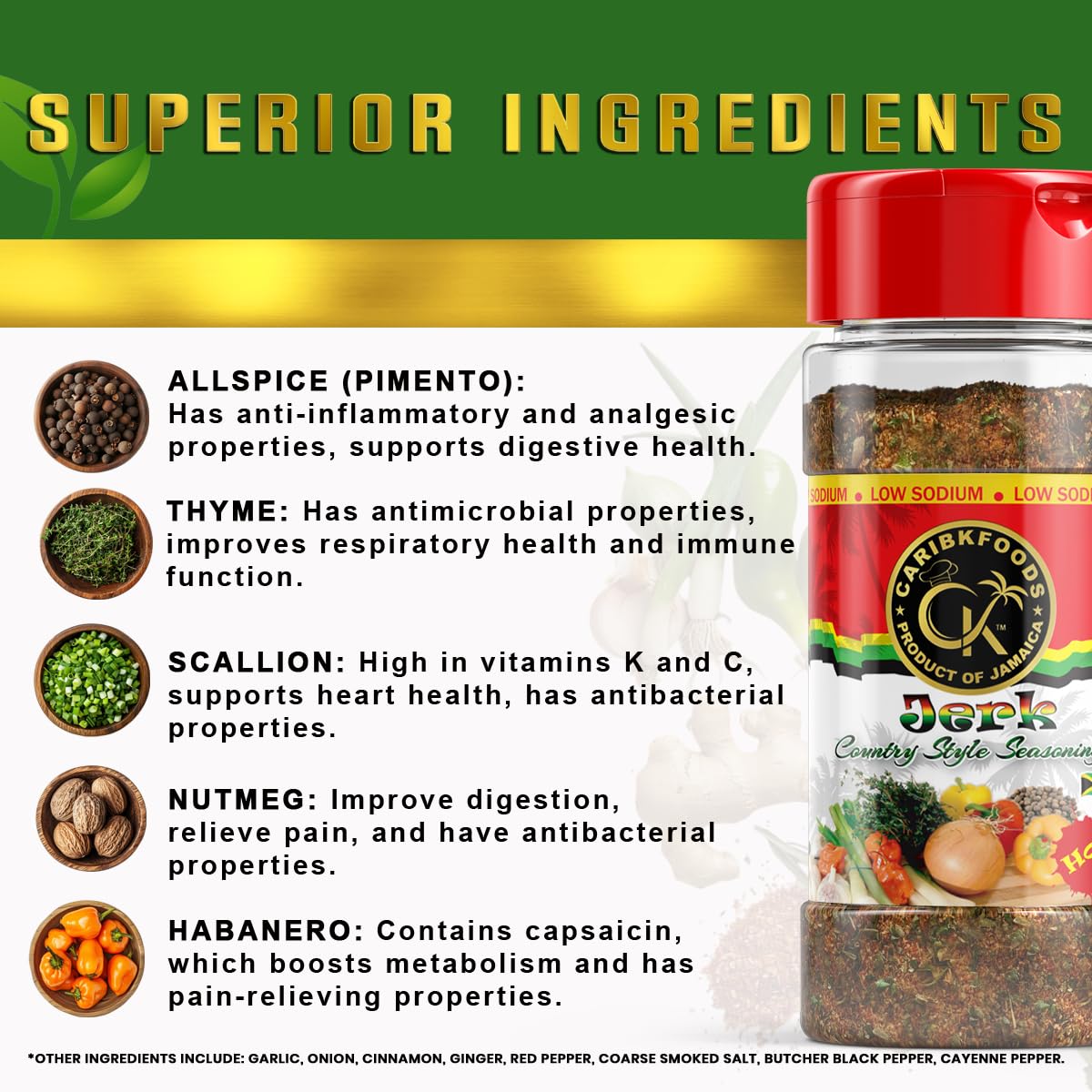 Caribbean Kitchen HOT Jerk Seasoning - 100% Authentic Jamaican Spice Blend, 4 Oz, Kosher, Low Sodium, Non-GMO, Gluten-Free, Vegan