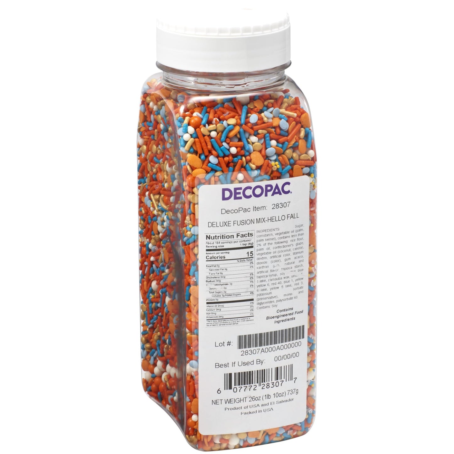 Decopac Fall Deluxe Fusion Mix Candy Sprinkles, 26Oz, Fancy Sprinkles In Handheld Container, Edible Sprinkles For Celebration Cakes, Cupcakes, Cookies And Donuts