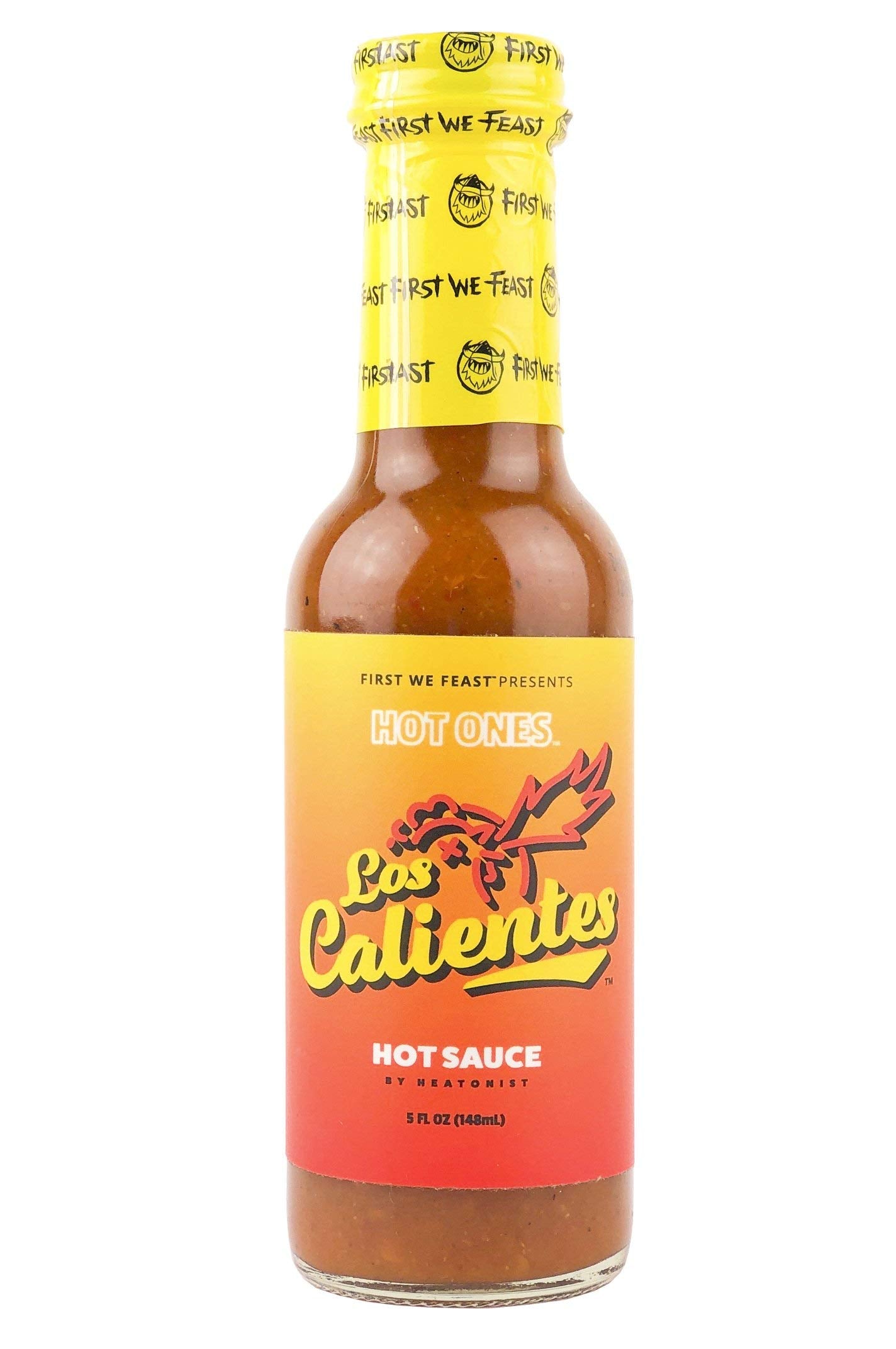 HOT ONES Los Calientes Rojo Hot Sauce, Natural Ingredients, 5 Fl Oz Bottle, Spicy Flavors from Smoked Red Jalapeno and Habanero