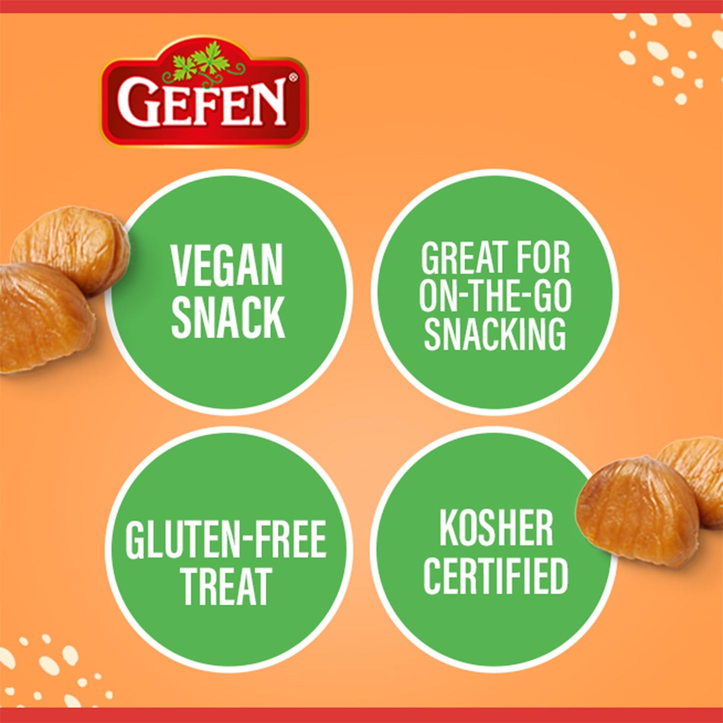 Gefen Organic Whole Peeled And Roasted Chestnuts, 5.2Oz (12 Pack) | Chestnuts Peeled And Ready To Eat | Great For Cooking & Baking | Gluten Free | Kosher