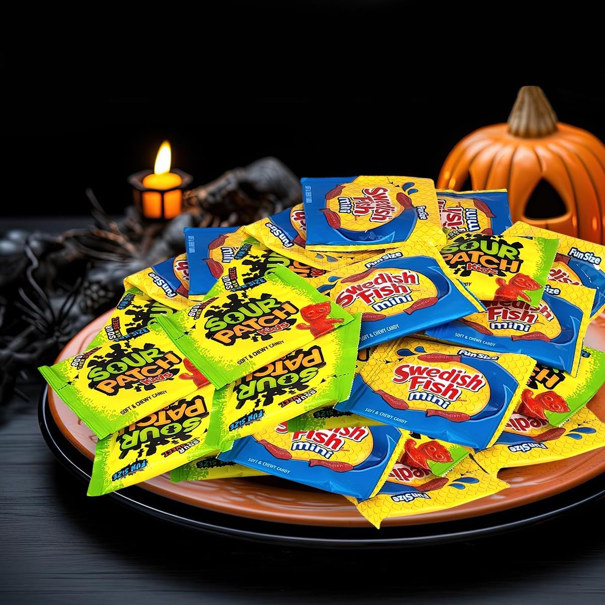 Christmas Bulk Candy Of 5 lb of Sours Patch For Kids And Swedish Fish Mini Soft And Chewy Candy Variety Snack Bulk Order. Indivi