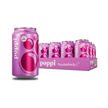 poppi Sparkling Prebiotic Soda, Doc Pop Flavor, 12 Fl Oz (Pack of 12), with Apple Cider Vinegar and Fruit Juice