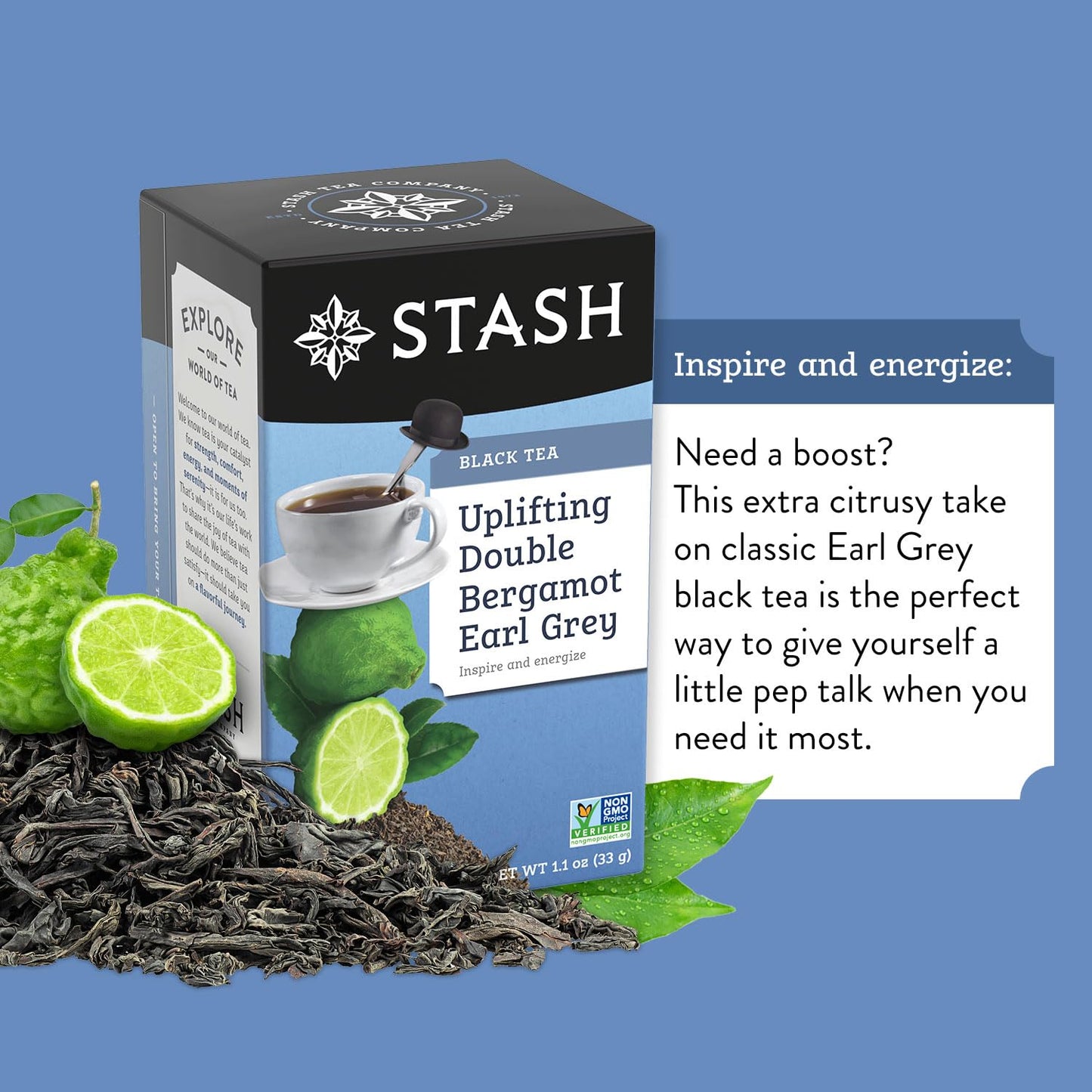 Stash Tea Uplifting Double Bergamot Earl Grey Black Tea - Caffeinated, Non-GMO - 18 Count (Pack of 6) - 108 Bags Total