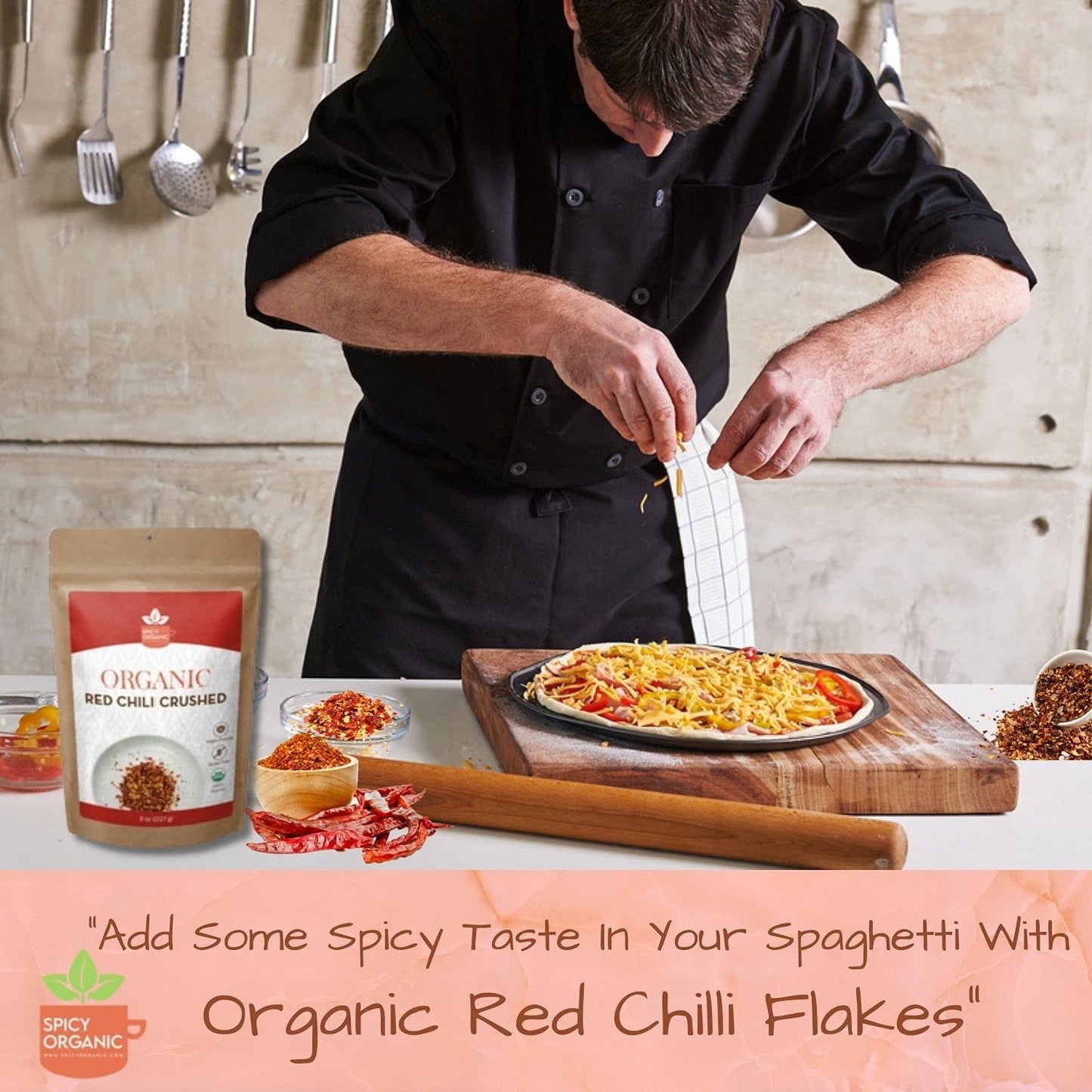 Spicy Organic Crushed Red Chili Flakes - 100% Pure Usda Certified - Non-Gmo, Gluten-Free-Comes In A Resealable Pack-Pungent And