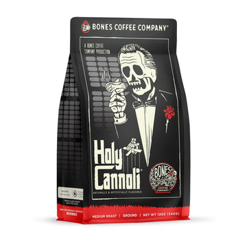 Bones Coffee Company Holy Cannoli Flavored Ground Coffee Beans Cannoli Flavor | 12 Oz Medium Roast Arabica Low Acid Coffee | Gou
