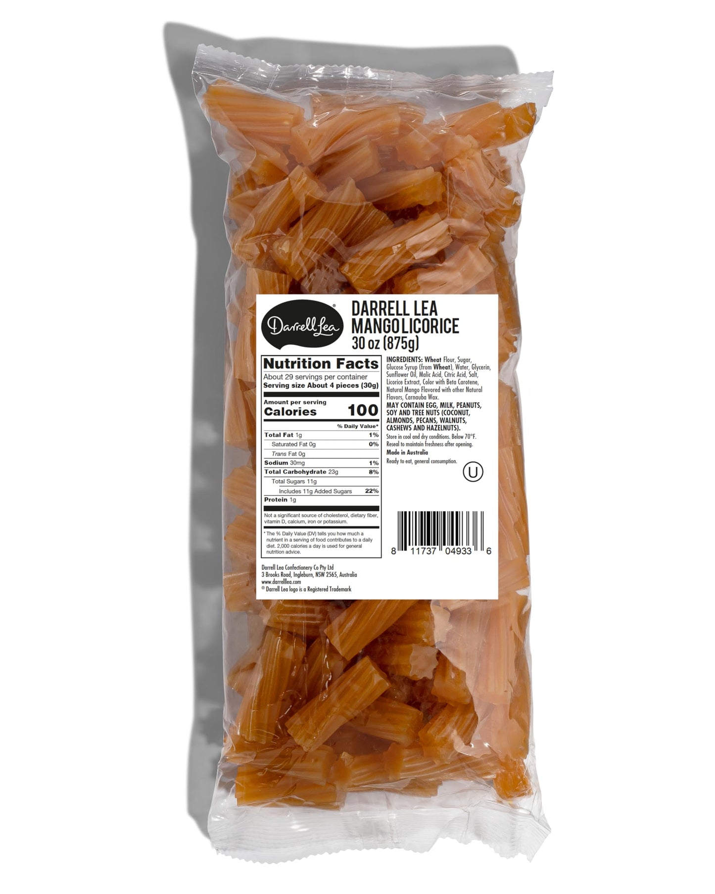 Darrell Lea Australian Licorice, Mango Twist Flavor, 30 Ounce Bulk Bag (1-Pack) | Non-GMO, No Palm Oil, No High Fructose Corn Sy