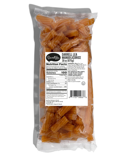 Darrell Lea Australian Licorice, Mango Twist Flavor, 30 Ounce Bulk Bag (1-Pack) | Non-GMO, No Palm Oil, No High Fructose Corn Sy