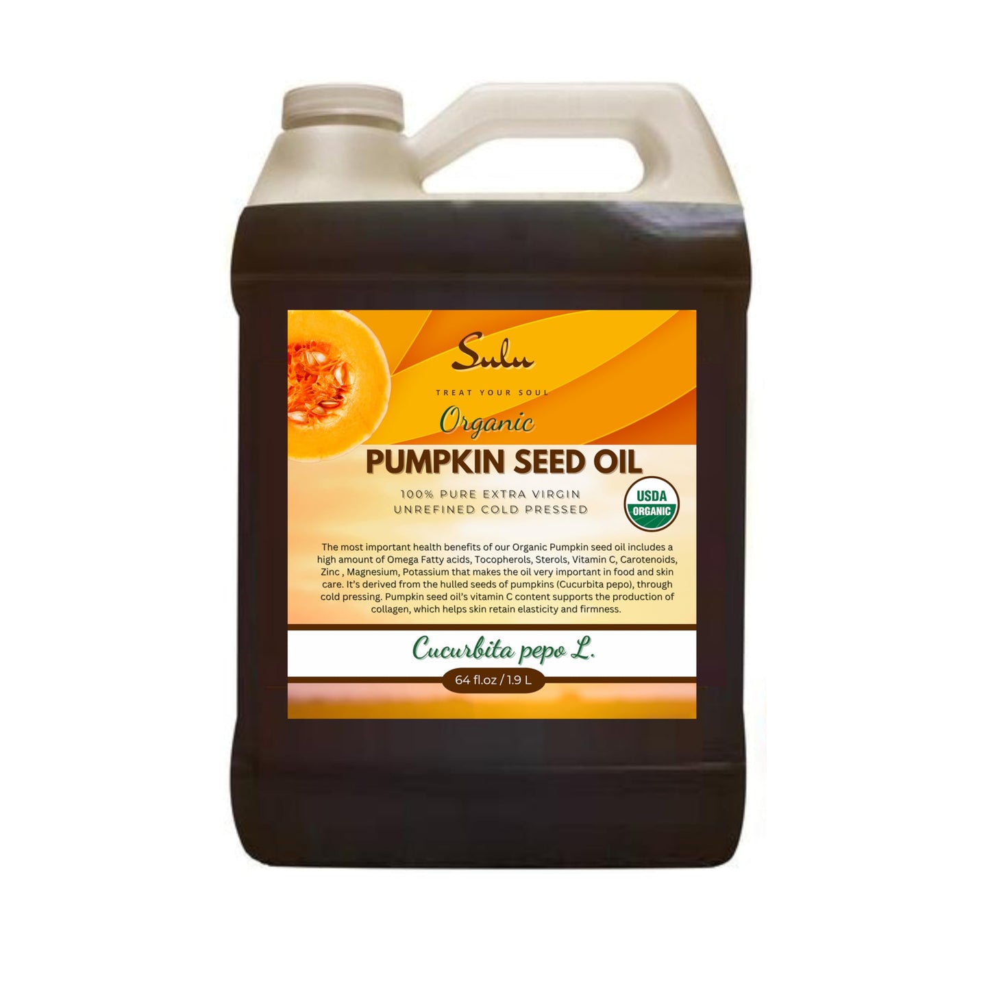 SULU ORGANICS 100% Pure Unrefined Virgin Pumpkin Seed Oil 64 Fl Oz (Pack of 1)