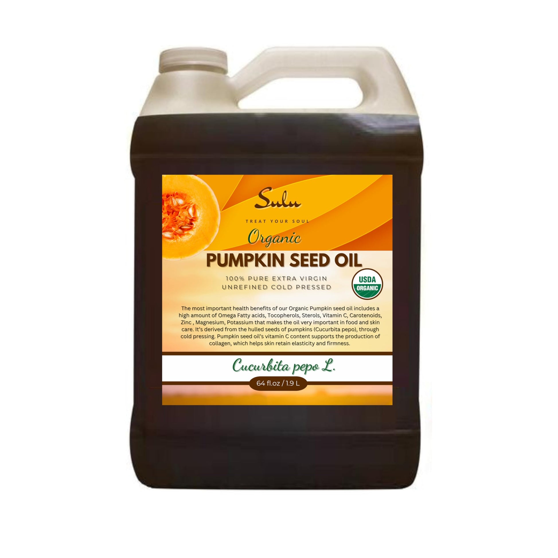 SULU ORGANICS 100% Pure Unrefined Virgin Pumpkin Seed Oil 64 Fl Oz (Pack of 1)