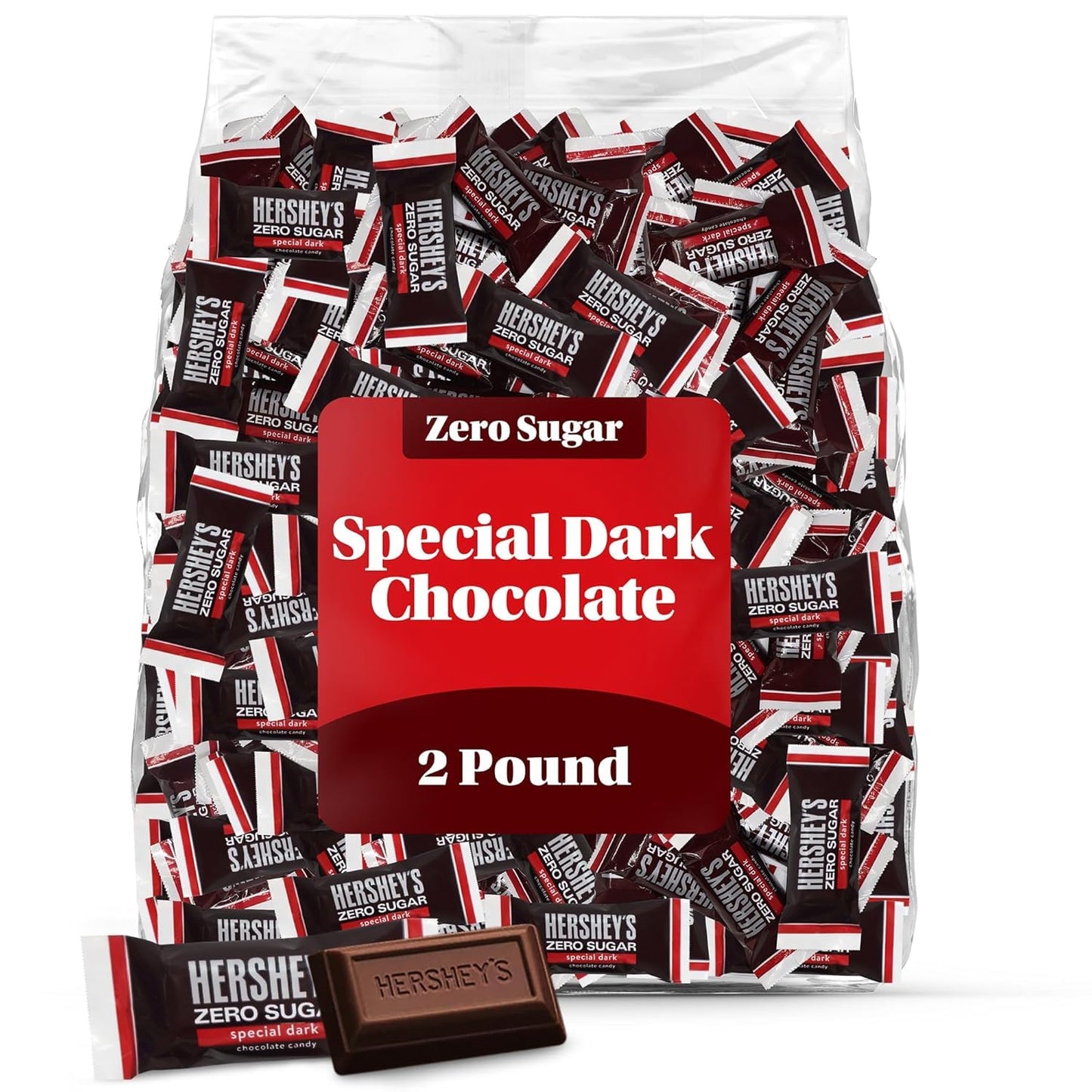 Zero Sugar Special Dark Miniature Chocolate Bars - 2 Pound Individually Wrapped Bulk Sugar Free Candy Dark Chocolate Bars For Sn