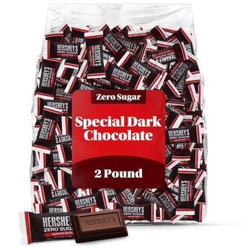 Zero Sugar Special Dark Miniature Chocolate Bars - 2 Pound Individually Wrapped Bulk Sugar Free Candy Dark Chocolate Bars For Sn