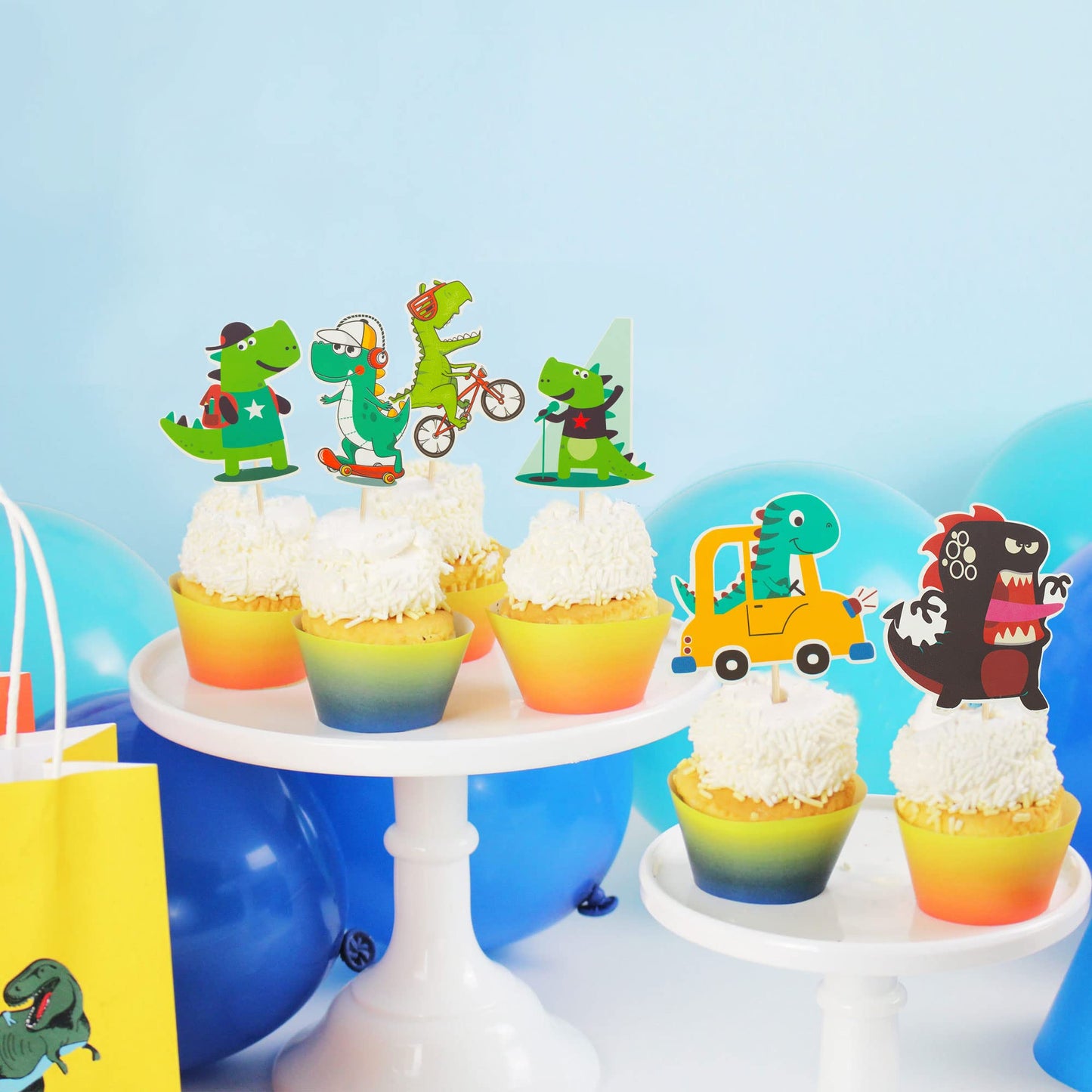 Gyufise 36 Pack Dinosaur Cupcake Toppers Cute Baby Shower Dinosaur Cake Toppers Baby Dinosaur Cupcake Picks For Dinosaur Kids Bi