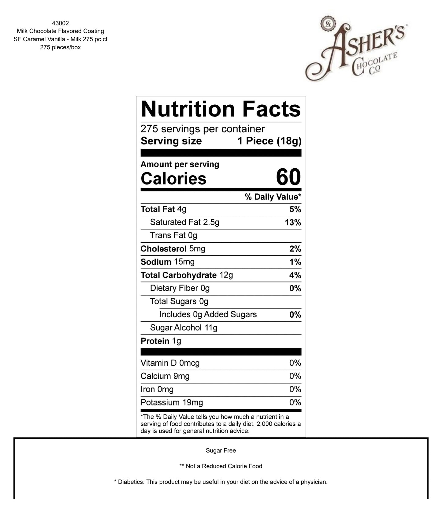 Ashers Chocolates Sugar Free Chocolate Caramels, 10 Individually Wrapped Smooth Caramels, Diabetic Friendly, Gourmet Candy