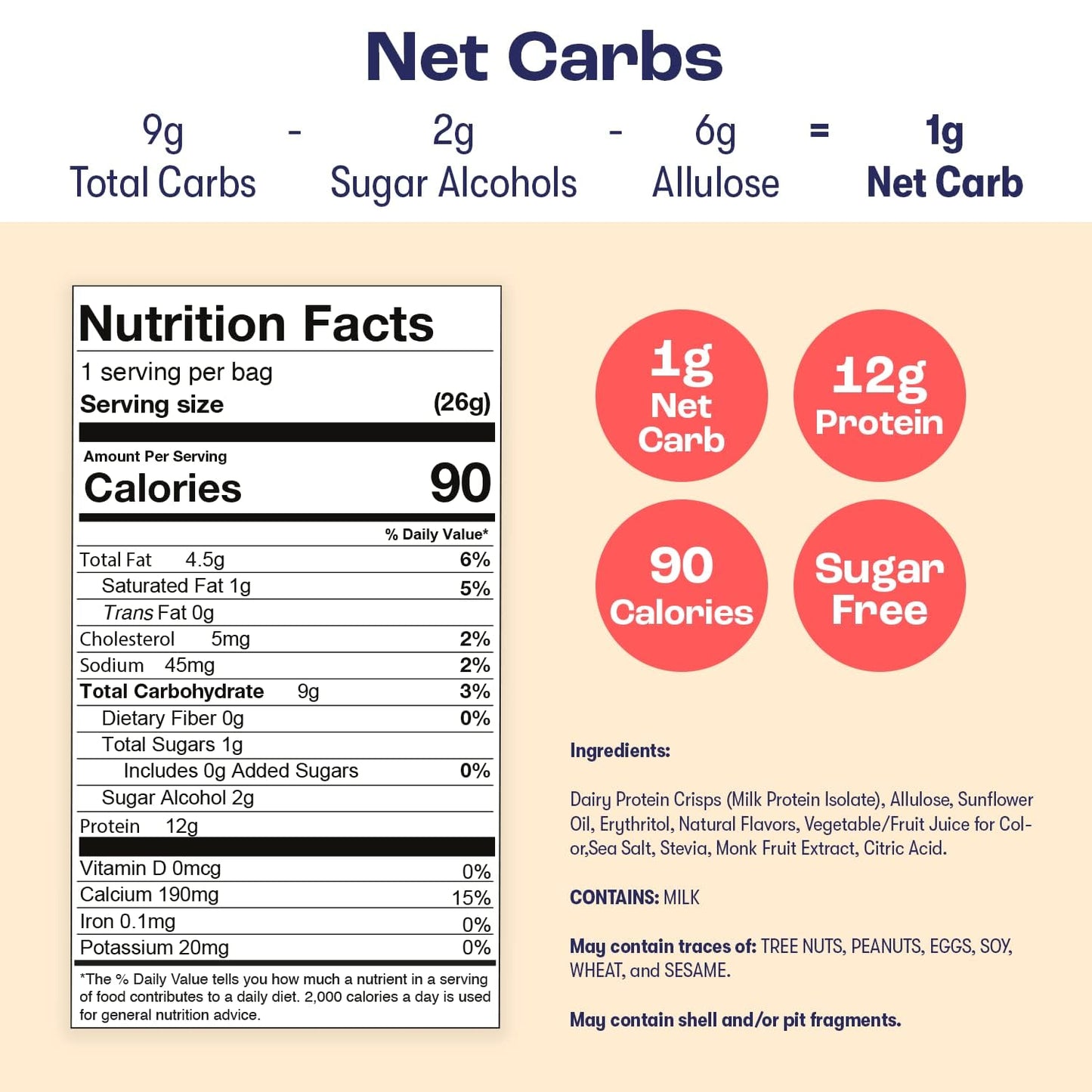 Schoolyard Snacks Fruity Keto Cereal - High Protein & Gluten Free Breakfast - 12G Protein, 1G Net Carbs - Low Calorie, Grain Fre