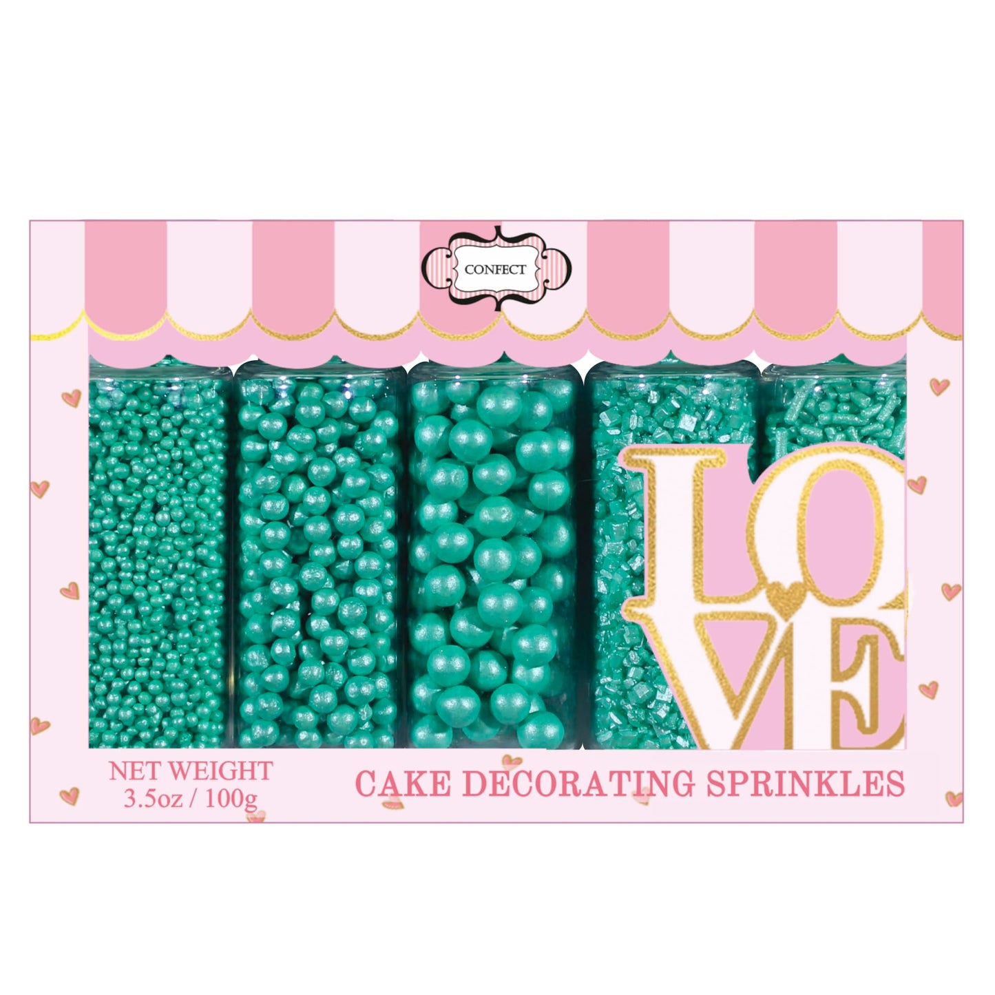 Confect Christmas Sprinkles Edible Mix, Frosted Mint Green, Vegan, Gluten-Free, 5 Oz
