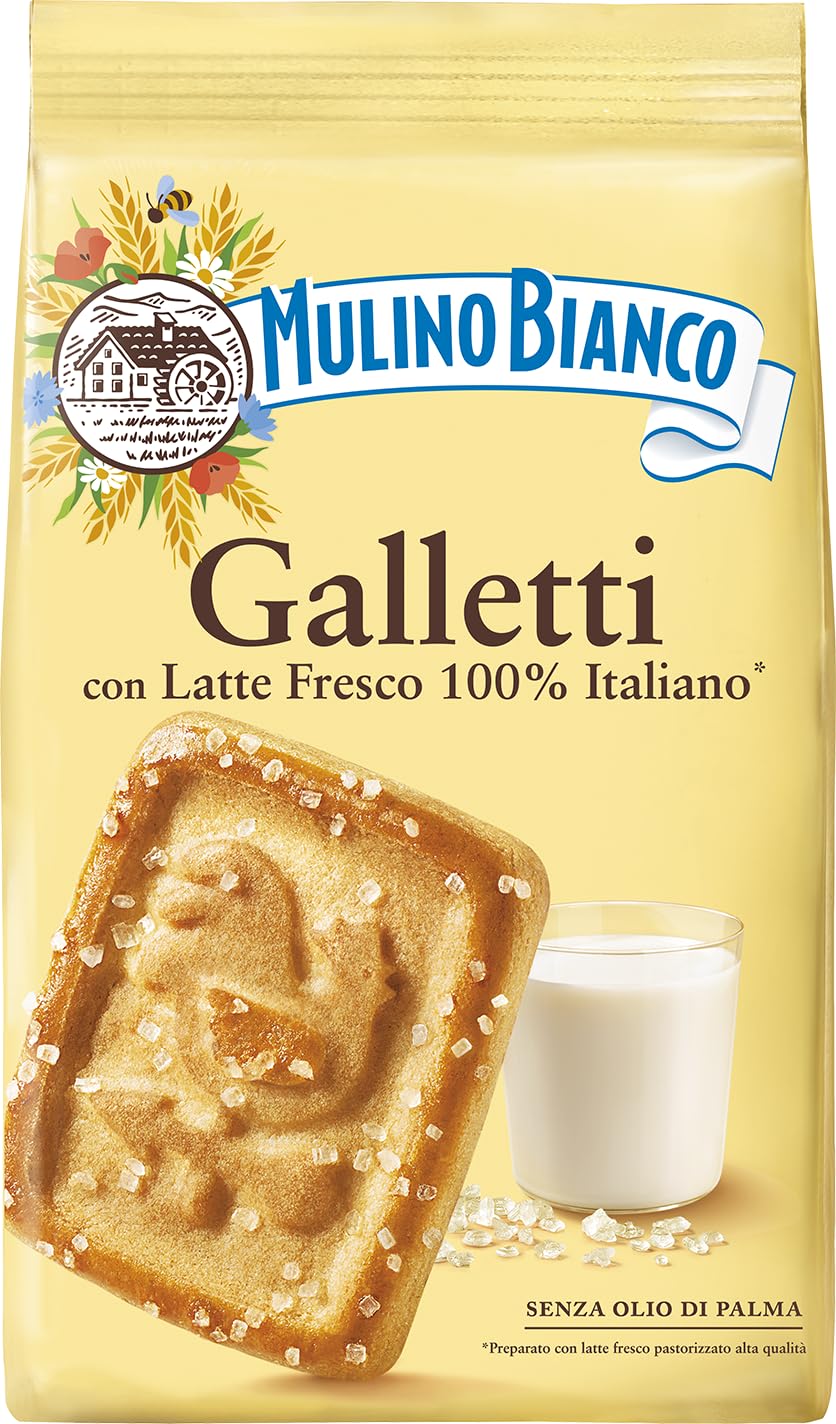 Mulino Bianco Galletti 12.35Oz (350G) - Authentic Italian Breakfast Biscuits With Light Sweetness - Perfect With Coffee Or Tea - Made With Natural Ingredients And No Palm Oil