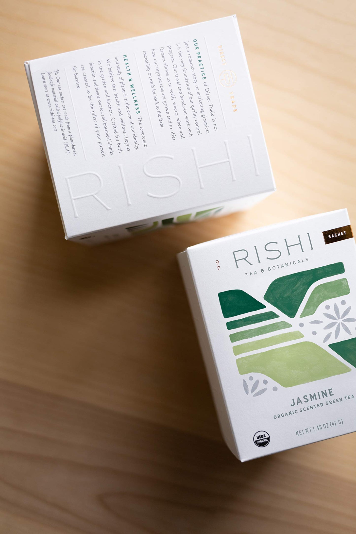Rishi Tea Jasmine Green Tea Bags, Organic, 15 Sachets Each, 2-Pack, Contains Caffeine, USDA Certified