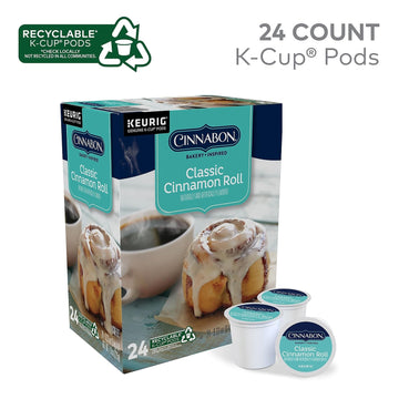 Cinnabon Classic Cinnamon Roll, Single-Serve Keurig K-Cup Pods, Flavored Coffee, 24 Count