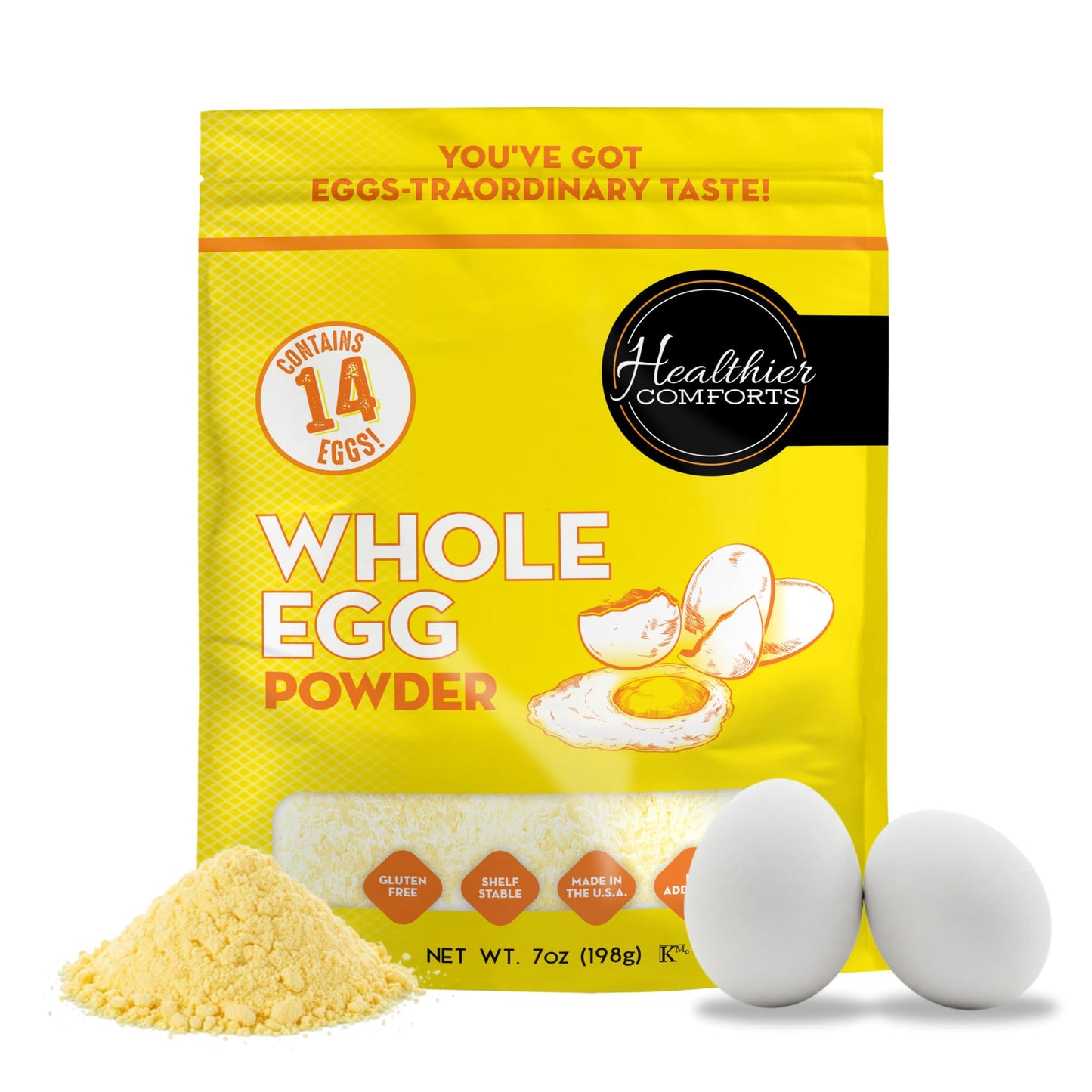 Healthier Comforts Whole Egg Powder - Pasteurized, Gluten Free, 7oz