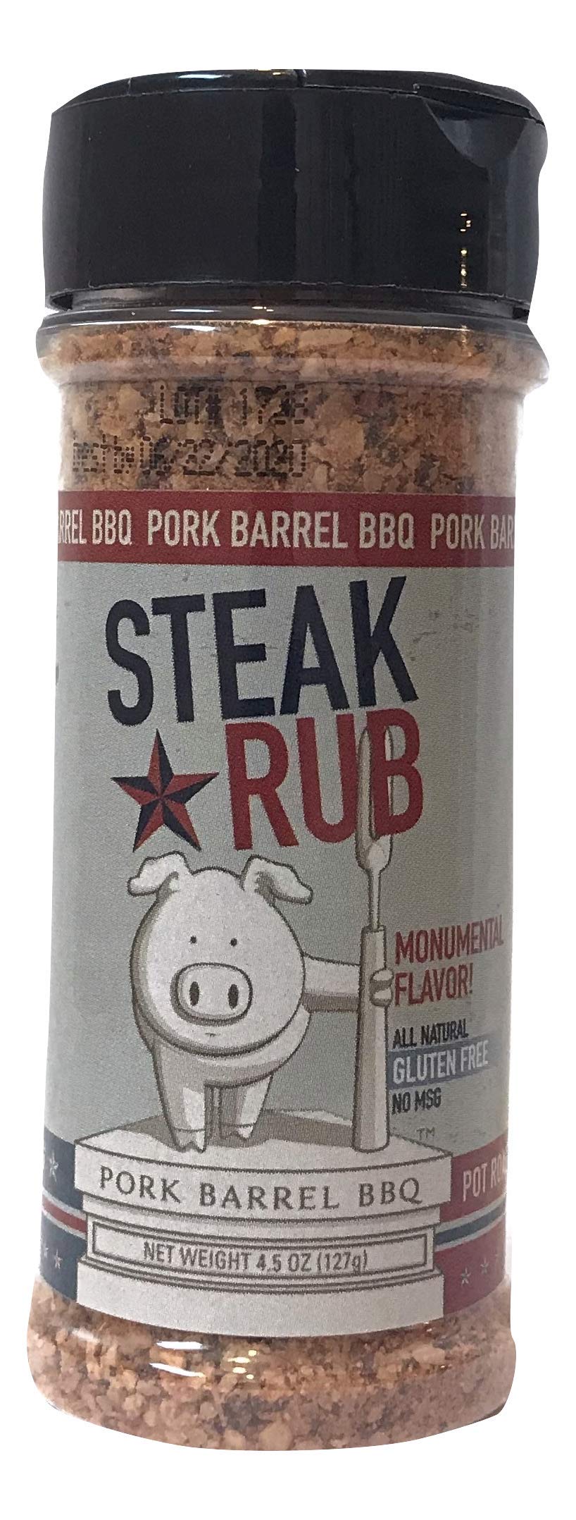 Pork Barrel BBQ Steak Spice Rub - Premium All-Purpose Seasoning, No MSG, Gluten-Free, 4.5 oz