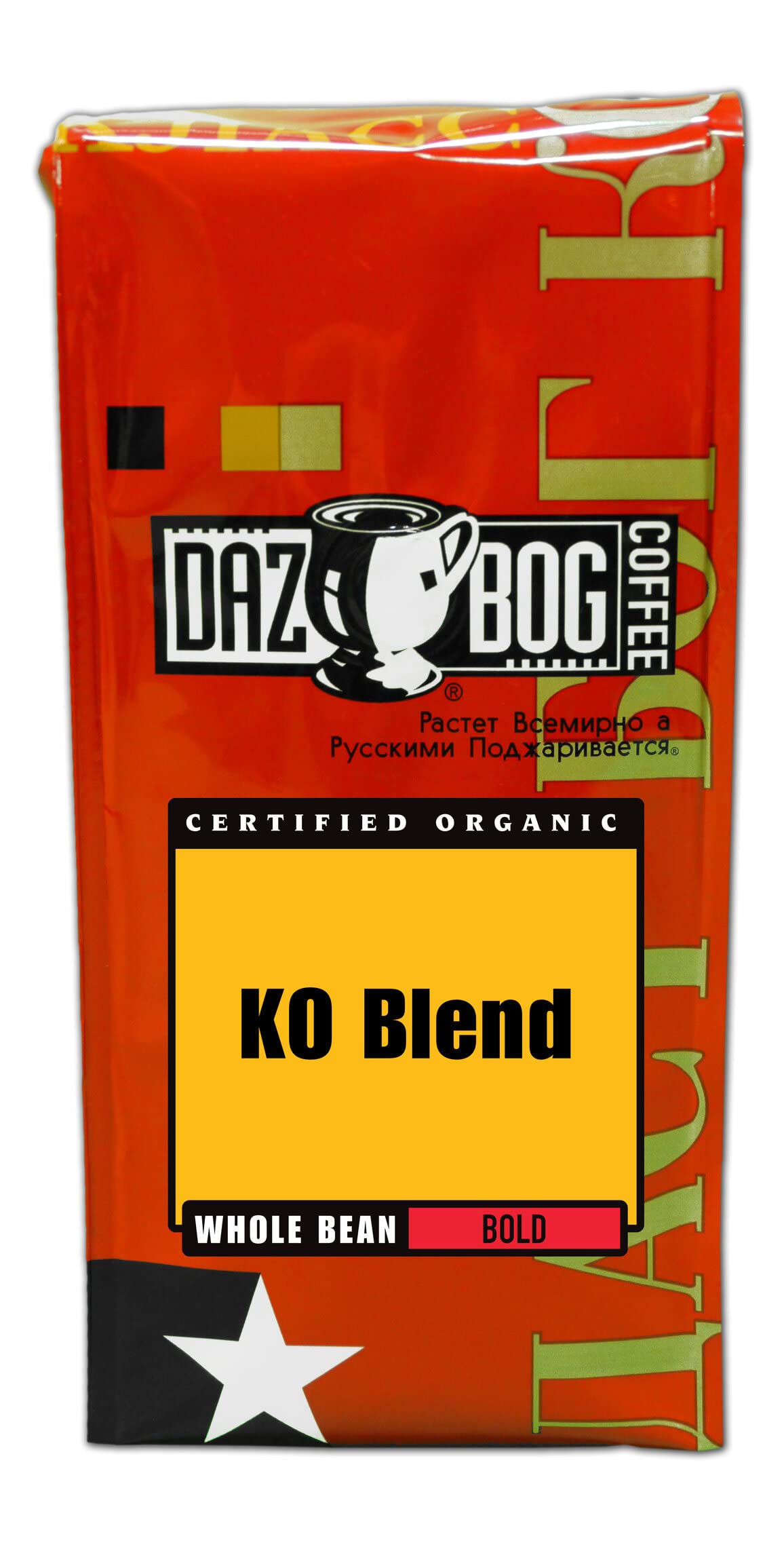 Dazbog Coffee Organic KO Blend Whole Bean Dark Roast 11 oz Vacuum Sealed