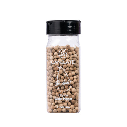 CANELAT   Organic White Pepper Whole 60g (2.12oz) - Packed at the source, 100% pure, Highest Piperine white peppercorns from sma