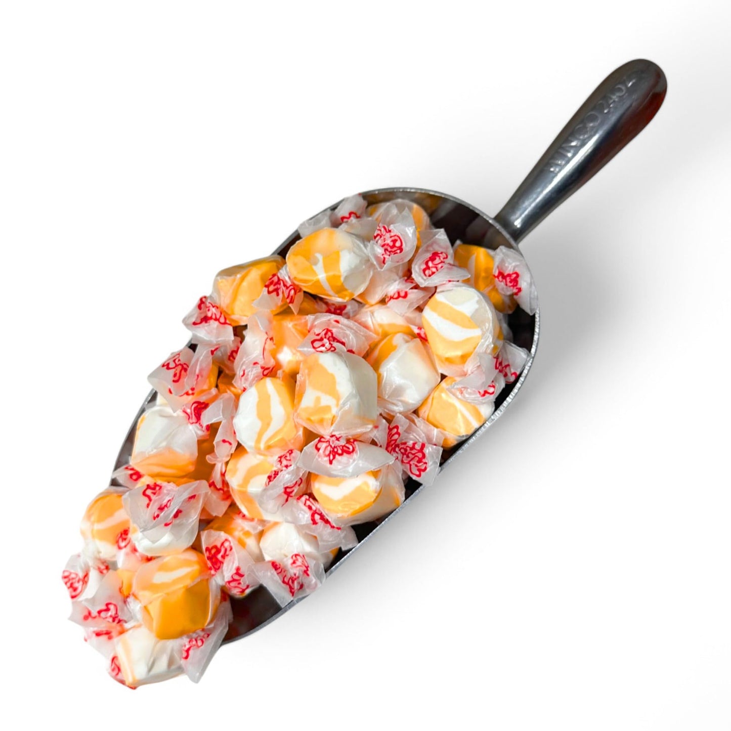 Premium Peaches N Cream Saltwater Taffy Chewy Candy Sweet Peach Flavor Bulk 1 Lb Bag 60+ Pieces Individually Wrapped, Nut & Glut