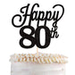 YCTHUNFISH 80th Birthday Cake Topper Black Glitter Bamboo Decoration for Cheers to 80 Years Old Party Supplies