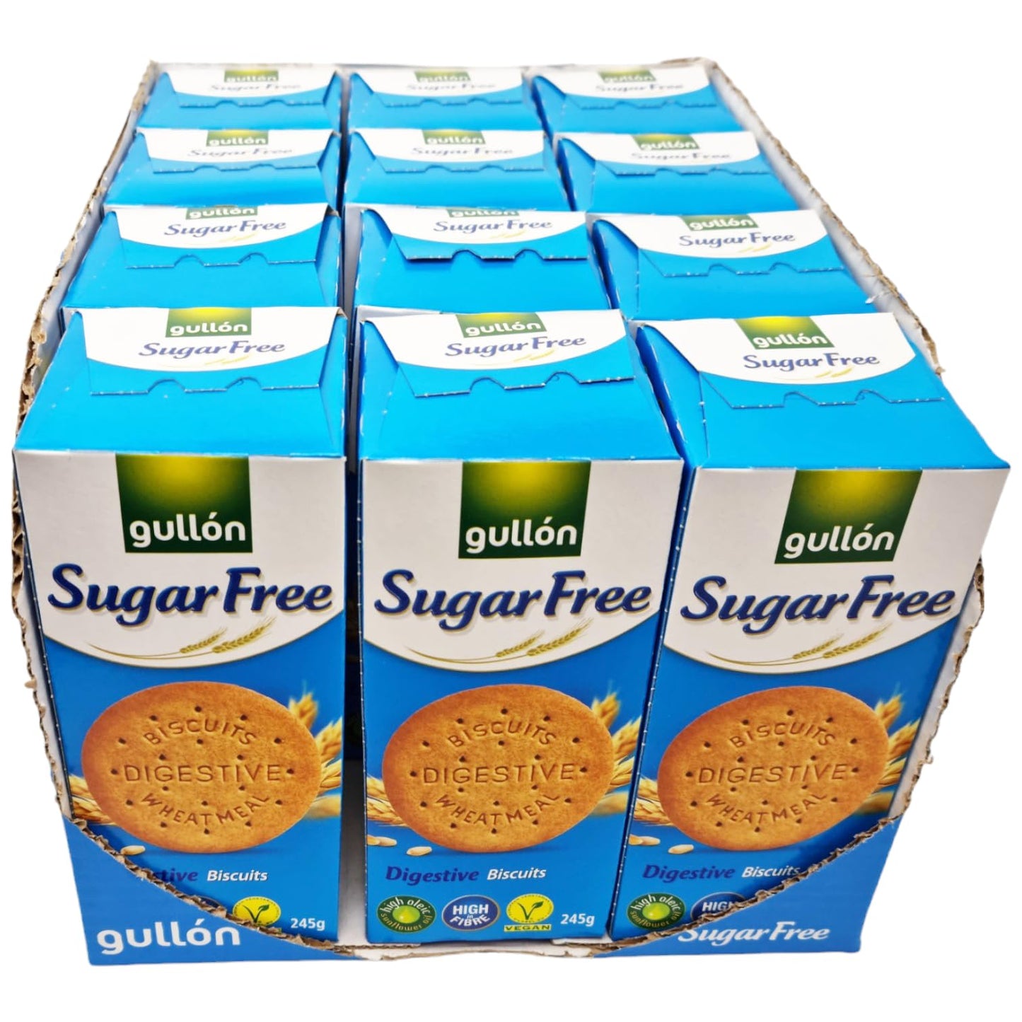 Gullon Sugar-Free Digestive Biscuits, 12 x 245g, Vegan, High Fiber, Ideal for Diabetics & Health-Conscious Lifestyles