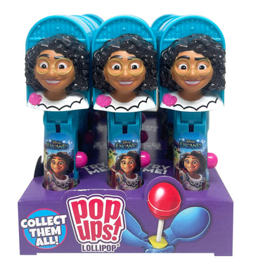 Pop Ups! Encanto Mirabel Lollipop Holder - 12 Lollipops With Cases - Individually Wrapped Candy Party Favors - Disney Candy - Bu