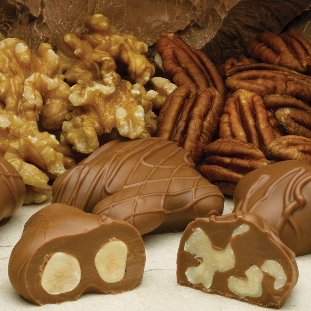 Philadelphia Candies Milk Chocolate Covered Assorted Nuts Gift Box, 1 Pound (Almond, Brazil, Cashew, Hazelnut, Pecan, Walnut)