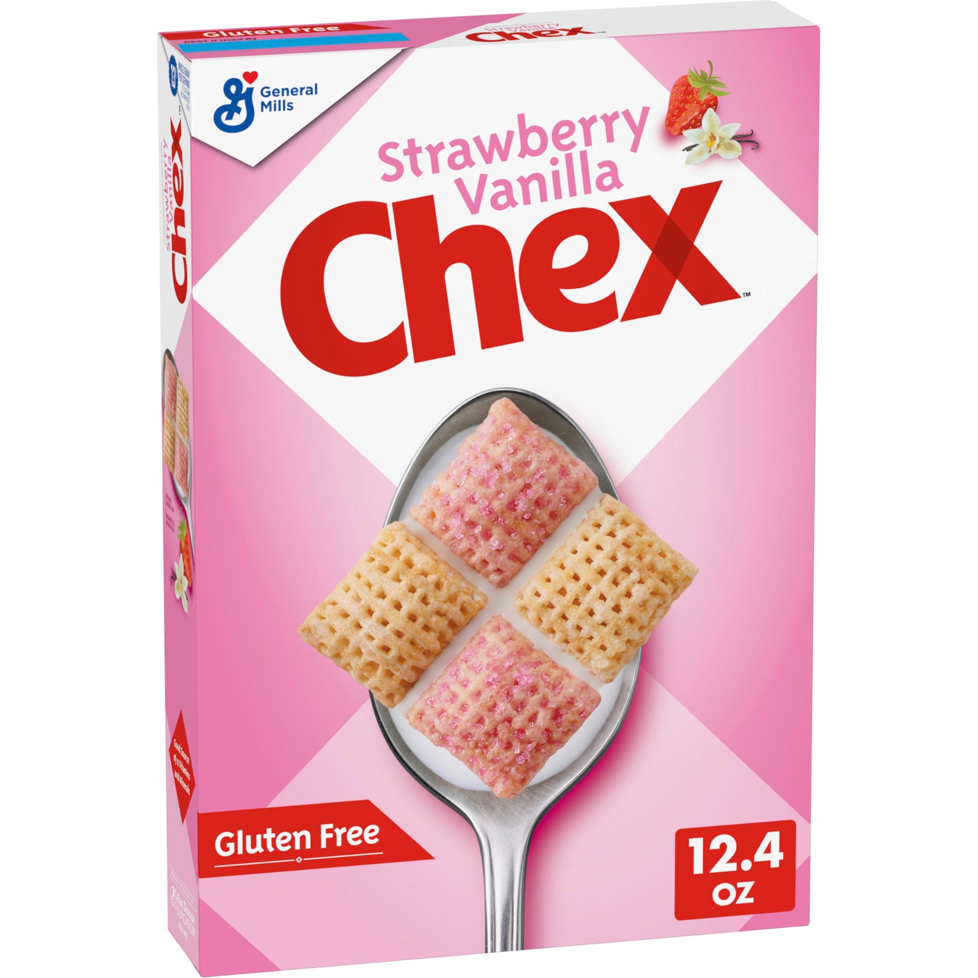Strawberry Vanilla Chex Cereal, Gluten Free Breakfast Cereal, Made with Whole Grain, 12.4 oz