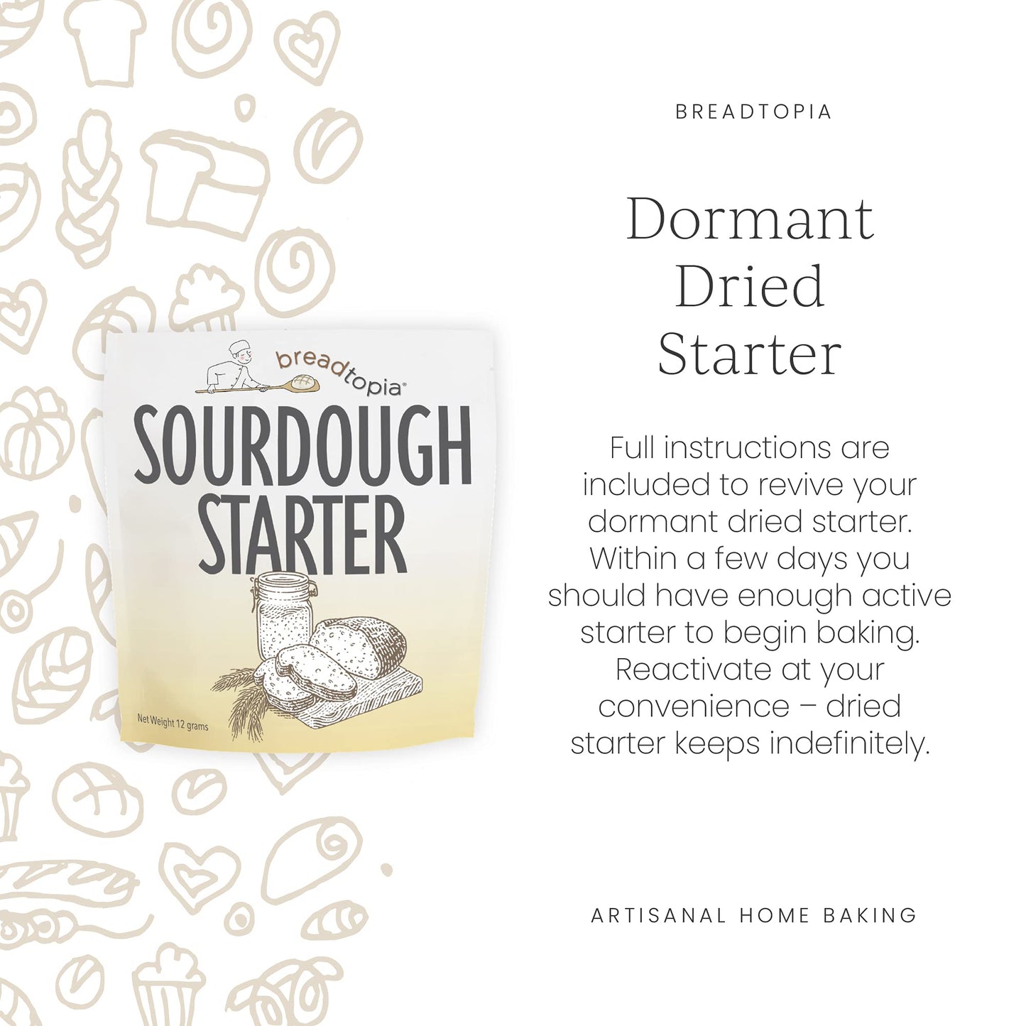 Breadtopia Sourdough Starter (Dry)  Made From Organic & Non-Gmo Ingredients  Easy To Follow Instructions  Make Homemade Sourdoug