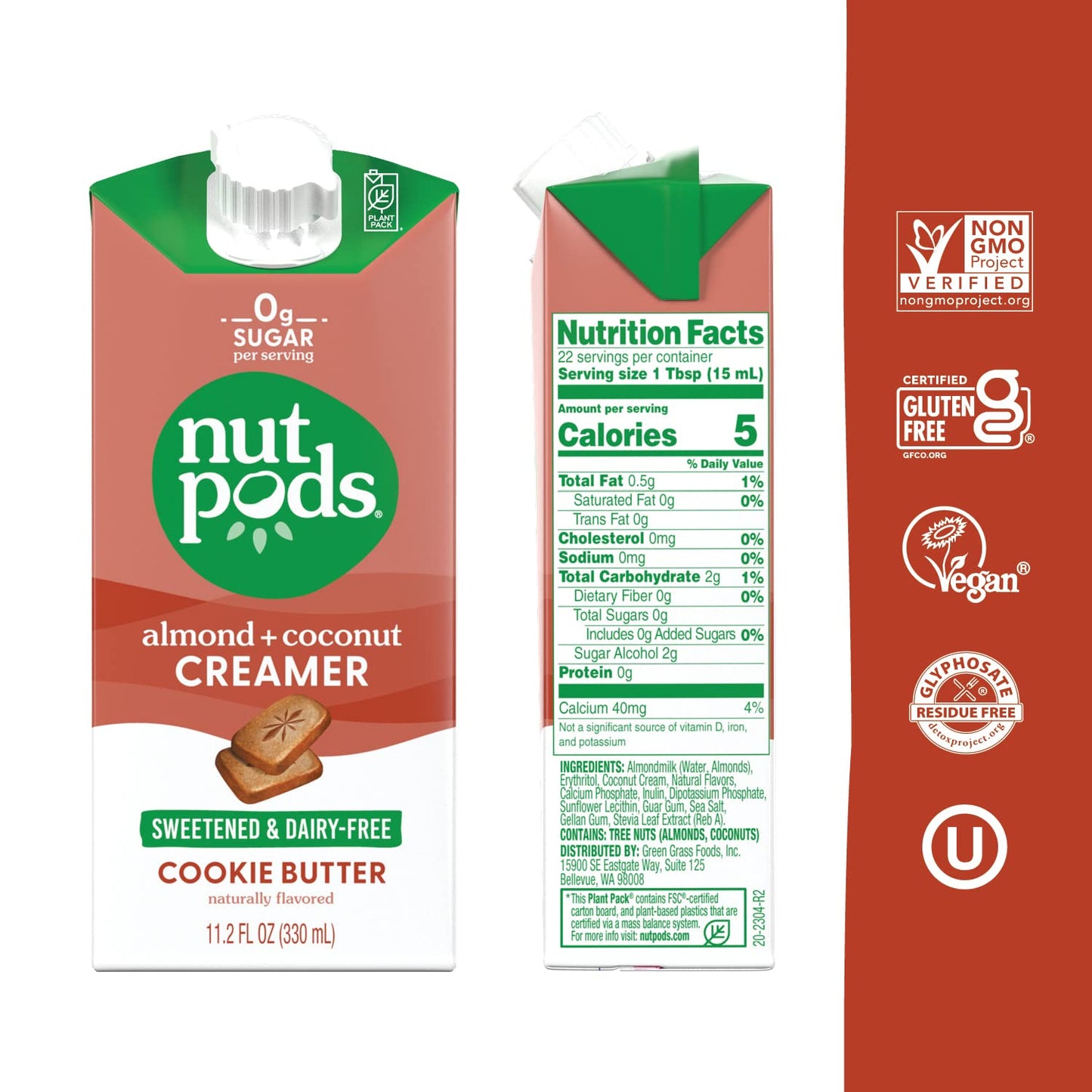 nutpods Sweetened Cookie Butter Keto Coffee Creamer - Sweetened Non Dairy Creamer With Zero Sugar - 5 Calories and Zero Net Carb
