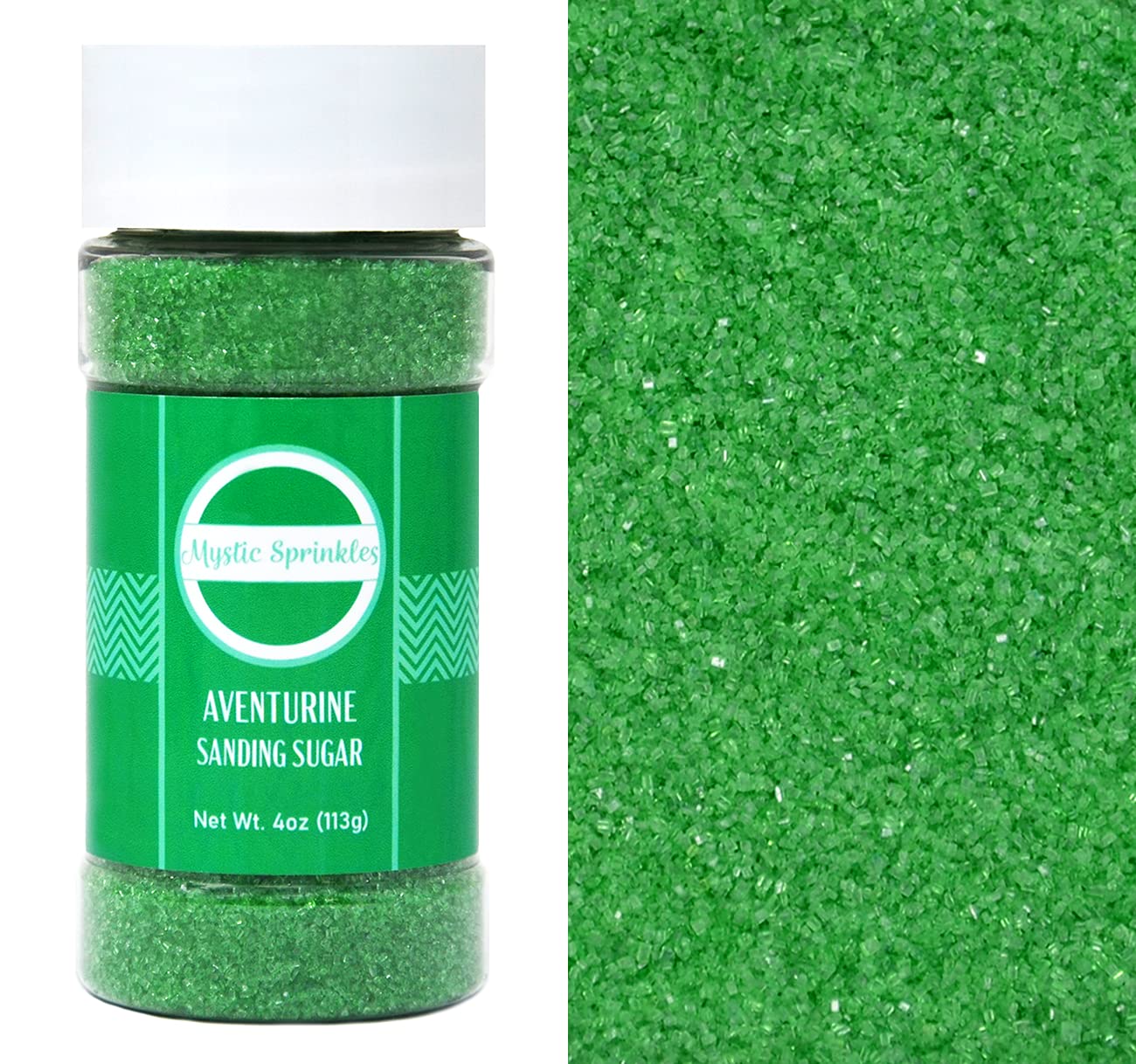 Mystic Sprinkles Sanding Sugar 4Oz Bottles (Aventurine - Grass Green Sanding Sugar 4Oz)