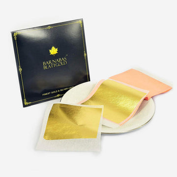Barnabas Blattgold Edible Gold Leaf 24K - Cake Decorations, Loose Gold Leaf Sheets For Cupcakes - 3.1 Inches, Book Of 25