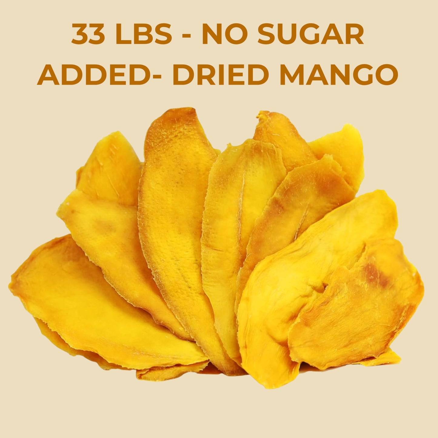 Dried Mango Slices - 33 Lbs Delicious Texture Soft & Juicy No Sugar Added Dried Mango - Naturally Ripened Mangos Dried Fruits -