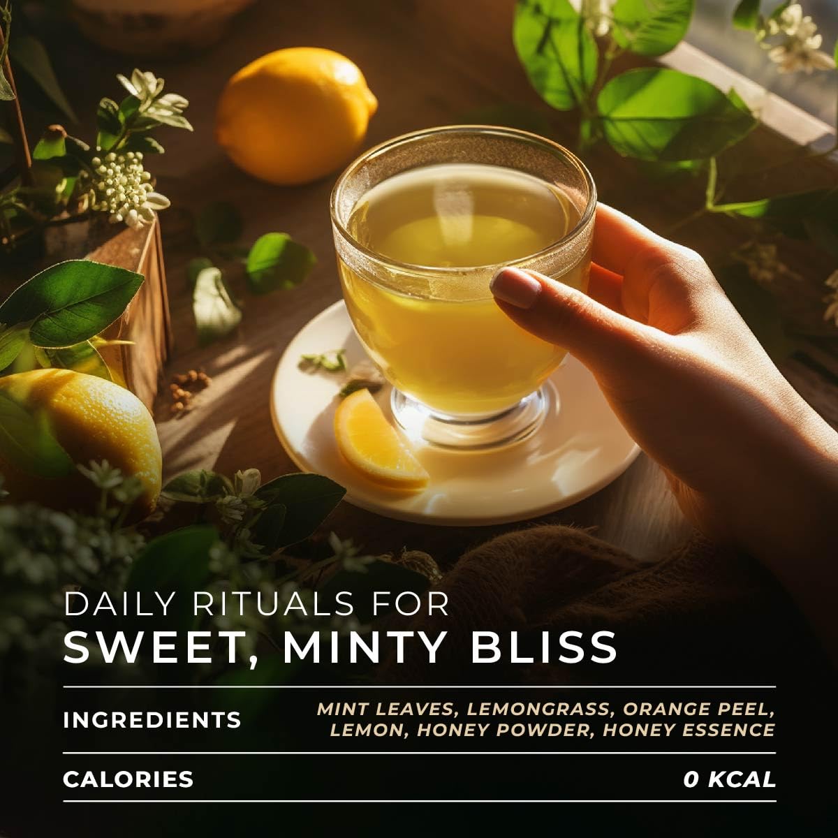 Gya Tea Co Honey Citrus Mint Herbal Tea Pods - Decaf Wellness Tea, 16 Count