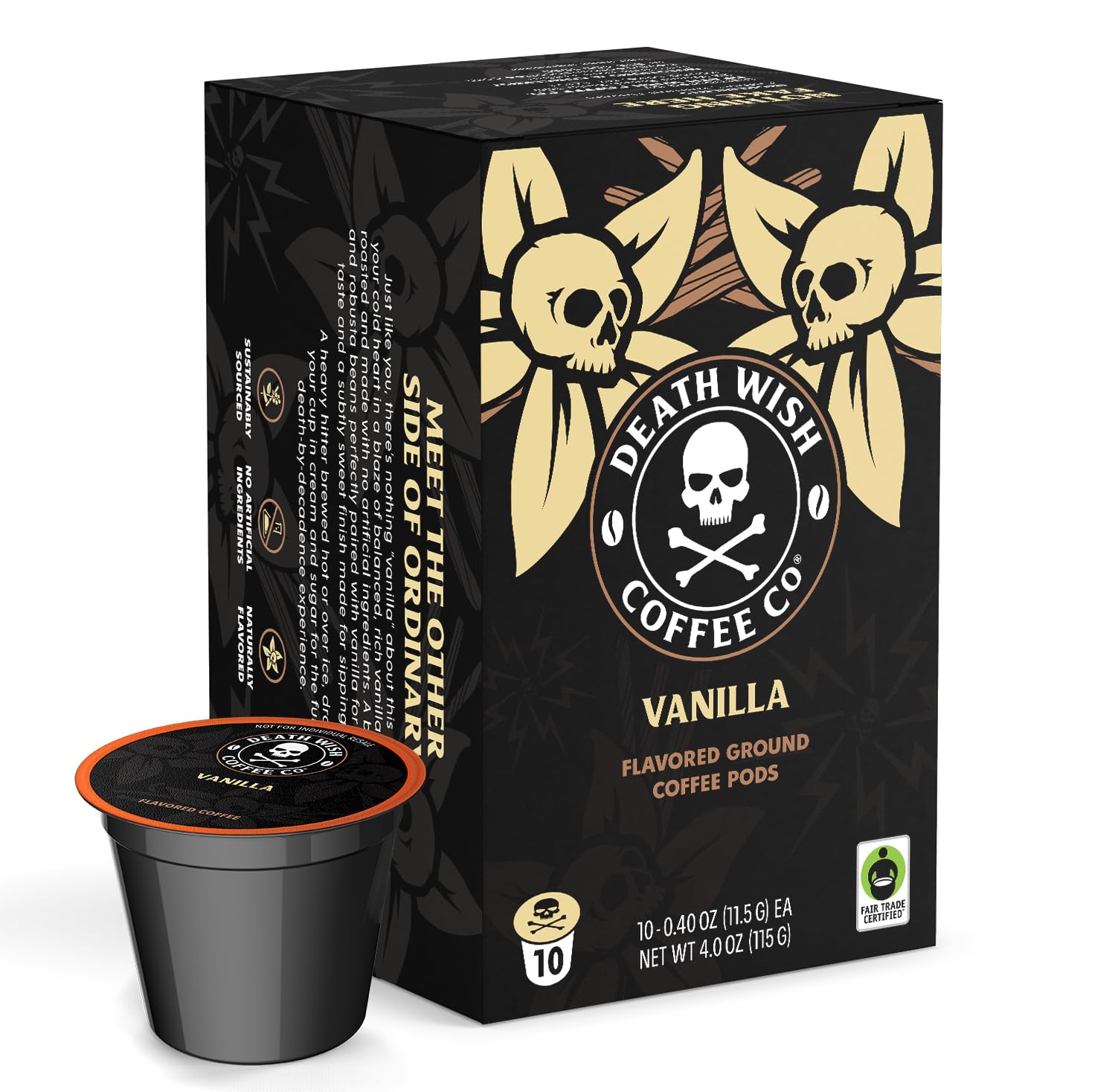 Death Wish Coffee Co. Single Serve Coffee Pods - Vanilla Coffee Pods (10 Count)