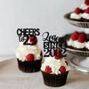 18pcs Black Glitter Happy 23rd Dessert Cupcake Topper Pick for Funny Legend Since 2002 Theme Decor Supplies Men Women Happy 23 B