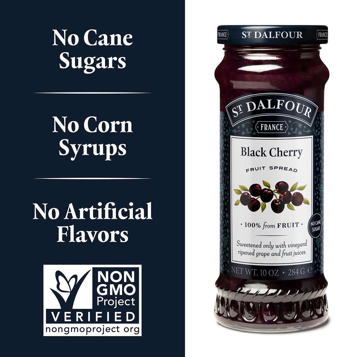 St. Dalfour Black Cherry Fruit Spread - 10oz - 100% from Fruit  No Artificial Ingredients  Non-GMO  No Cane Sugars  All Natural  Made in France