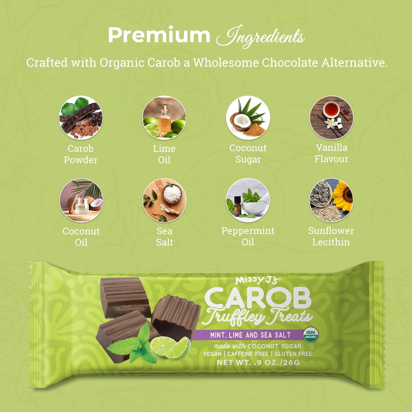 Missy Js Organic Carob Mint Truffley  , Vegan, Gluten-Free, 1.38 Oz, 3 Pack