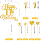 Lecferrarc 11th Birthday Cake Decorations Set, Gold Glitter Candles & Toppers for Birthday Party Supplies