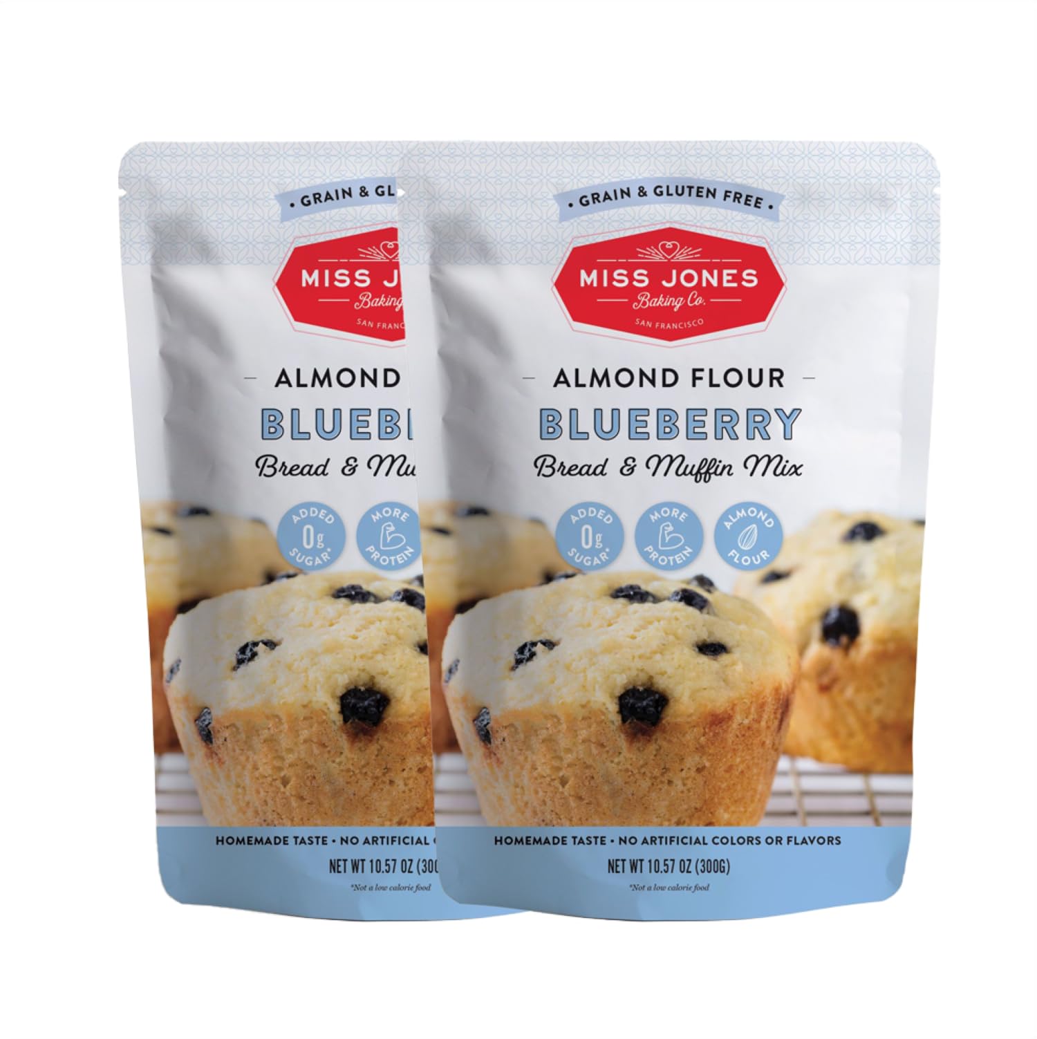 Miss Jones Baking Blueberry Muffin Mix - Almond Flour, Gluten Free, Low Carb, No Sugar Added, Naturally Sweetened Desserts & Tre