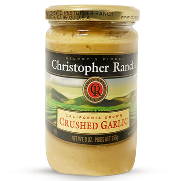 Christopher Ranch Crushed Garlic in Olive Oil, Gluten-Free, Vegan-Friendly, 9 Oz Jar