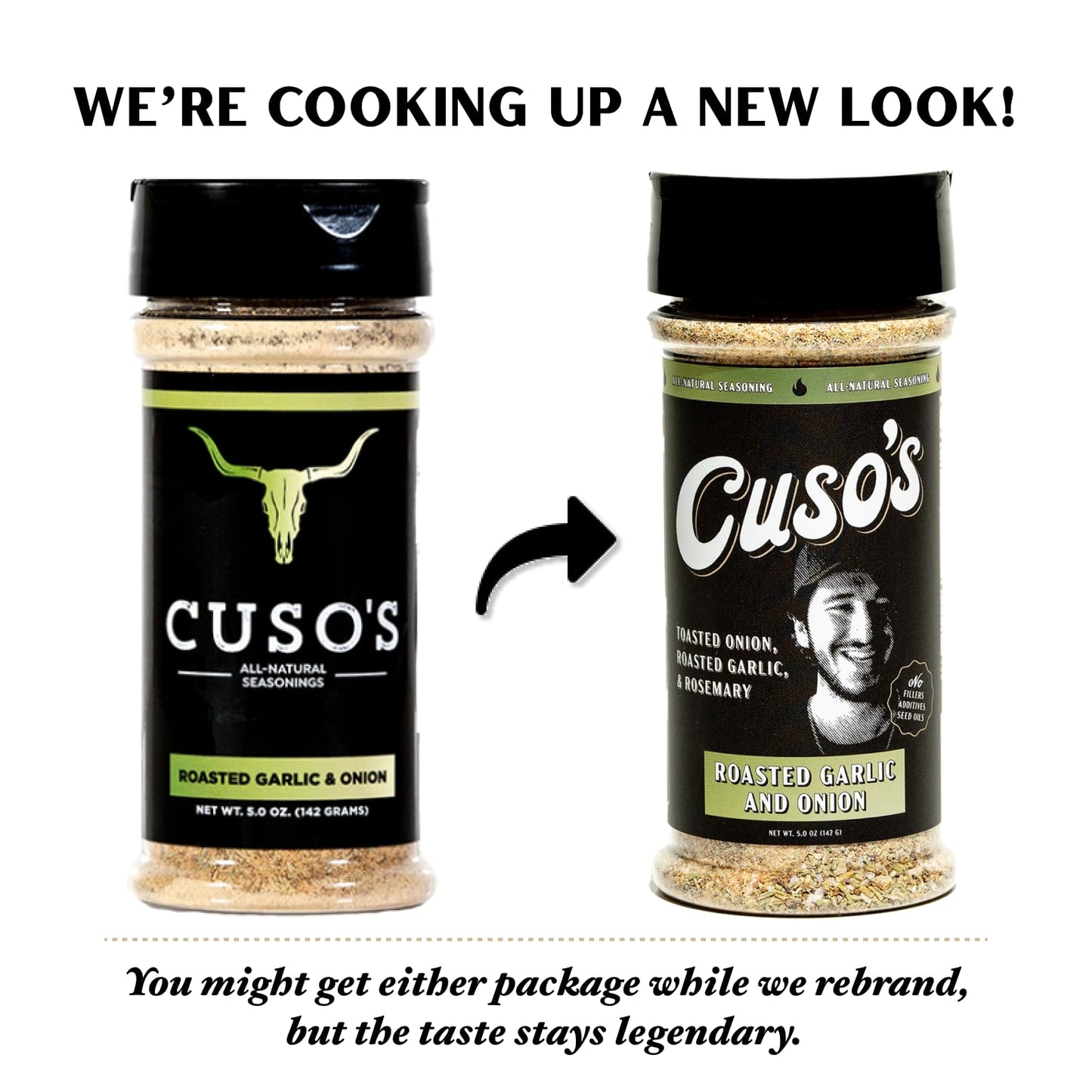 Cuso Cuts Roasted Garlic & Onion BBQ Seasoning Rub - All Natural Ingredients - 5 Ounce Pack