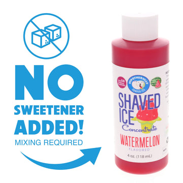 Hypothermias Shaved Ice And Snow Cone Syrup Unsweetened Flavor Concentrate - 4 Fl Oz - Makes 1 Gallon Of Ready To Use Syrup - Wa